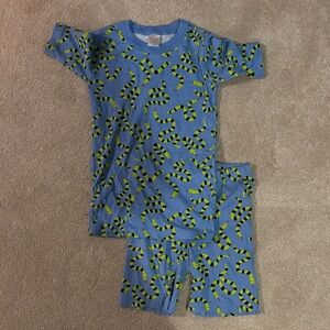 Hanna Andersson Kids Pajama Set with Blue and Green Snake Design